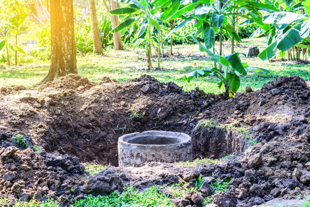 Septic tank being digged up